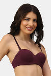 PrettyCat Padded Demi Coverage Strapless Bra - Burgundy — thumbnail 4