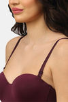 PrettyCat Padded Demi Coverage Strapless Bra - Burgundy — thumbnail 5