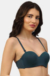 PrettyCat Padded Demi Coverage Strapless Bra - Green — thumbnail 4