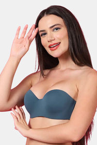 PrettyCat Padded Demi Coverage Strapless Bra - Green — thumbnail 4
