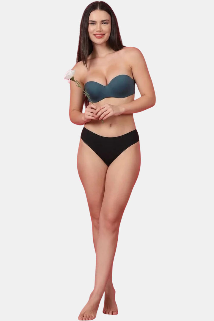 PrettyCat Padded Demi Coverage Strapless Bra - Green — image 5
