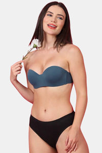 PrettyCat Padded Demi Coverage Strapless Bra - Green — thumbnail 7