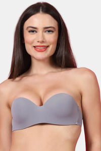 PrettyCat Padded Demi Coverage Strapless Bra - Grey — thumbnail 1