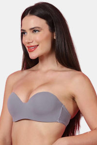 PrettyCat Padded Demi Coverage Strapless Bra - Grey — thumbnail 3