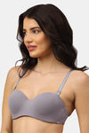 PrettyCat Padded Demi Coverage Strapless Bra - Grey — thumbnail 4