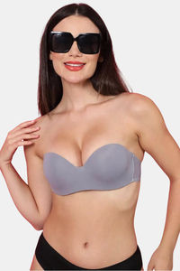 PrettyCat Padded Demi Coverage Strapless Bra - Grey — thumbnail 7
