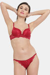 PrettyCat Padded 3/4Th Coverage Lace Bra Bra - Maroon — thumbnail 6