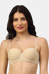 PrettyCat Padded Demi Coverage Strapless Bra - Beige — thumbnail 3