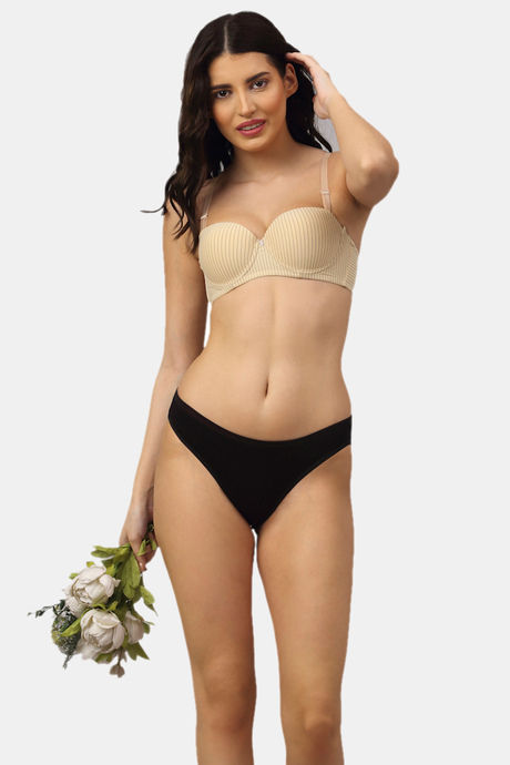 PrettyCat Padded Demi Coverage Strapless Bra - Beige — image 6