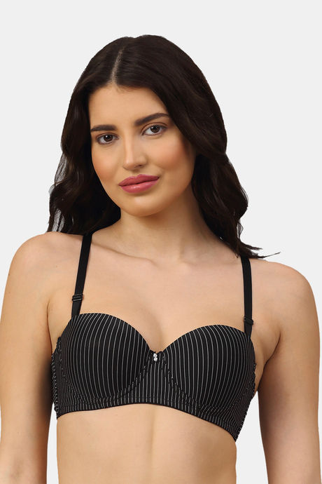 PrettyCat Padded Demi Coverage Strapless Bra - Black — image 3