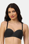 PrettyCat Padded Demi Coverage Strapless Bra - Black — thumbnail 3