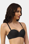 PrettyCat Padded Demi Coverage Strapless Bra - Black — thumbnail 4