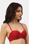 PrettyCat Padded Demi Coverage Strapless Bra - Red — thumbnail 3