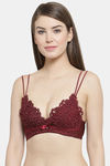 PrettyCat Padded 3/4Th Coverage Lace Bra Bra - Maroon — thumbnail 3