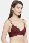 PrettyCat Padded 3/4Th Coverage Lace Bra Bra - Maroon — thumbnail 4