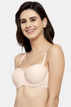 PrettyCat Padded Demi Coverage Strapless Bra - Beige — thumbnail 3
