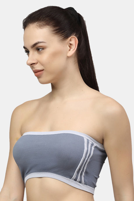 PrettyCat Padded Demi Coverage Tube Bra - Grey — image 3