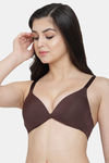 PrettyCat Non-Wired Medium Coverage T-Shirt Bra - Brown — thumbnail 3