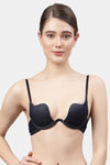 PrettyCat Plunge Wired Demi Coverage Push-Up Bra - Blue — thumbnail 1