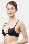 PrettyCat Plunge Wired Demi Coverage Push-Up Bra - Blue — thumbnail 3