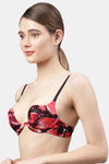 PrettyCat Plunge Wired Demi Coverage Push-Up Bra - Red Black — thumbnail 3