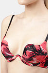 PrettyCat Plunge Wired Demi Coverage Push-Up Bra - Red Black — thumbnail 4
