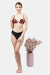 PrettyCat Plunge Wired Demi Coverage Push-Up Bra - Red Black — thumbnail 5
