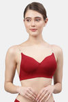 PrettyCat Non-Wired Medium Coverage T-Shirt Bra - Maroon — thumbnail 1