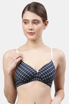 PrettyCat Non-Wired Medium Coverage T-Shirt Bra - Blue — thumbnail 1
