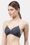 PrettyCat Non-Wired Medium Coverage T-Shirt Bra - Blue — thumbnail 3