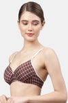 PrettyCat Non-Wired Medium Coverage T-Shirt Bra - Brown — thumbnail 3