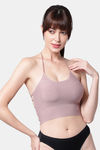 PrettyCat Padded Non-Wired Medium Coverage Halter Bra - Mauve — thumbnail 1