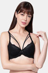 PrettyCat Padded Medium Coverage Lace Bra Bra - Black — thumbnail 1