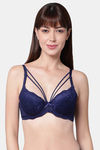 PrettyCat Padded Medium Coverage Lace Bra Bra - Blue — thumbnail 1