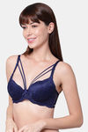 PrettyCat Padded Medium Coverage Lace Bra Bra - Blue — thumbnail 3