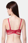 PrettyCat Padded Medium Coverage Lace Bra Bra - Red — thumbnail 2