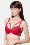 PrettyCat Padded Medium Coverage Lace Bra Bra - Red — thumbnail 3