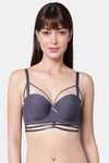 PrettyCat Padded Medium Coverage T-Shirt Bra - Grey — thumbnail 1