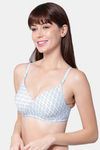 PrettyCat Padded Medium Coverage T-Shirt Bra - Blue — thumbnail 3