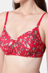 PrettyCat Padded Non-Wired Medium Coverage T-Shirt Bra - Red — thumbnail 6