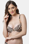 Pretty Cat Padded Plunge Wired Demi Coverage T-Shirt Bra - Multicolor — thumbnail 1