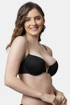 Pretty Cat Padded Plunge Wired Demi Coverage T-Shirt Bra - Black — thumbnail 2