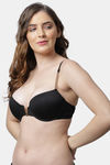 Pretty Cat Padded Plunge Wired Demi Coverage T-Shirt Bra - Black — thumbnail 3