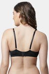 Pretty Cat Padded Plunge Wired Demi Coverage T-Shirt Bra - Black — thumbnail 4