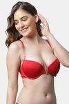 Pretty Cat Padded Plunge Wired Demi Coverage T-Shirt Bra - Red — thumbnail 2