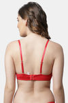 Pretty Cat Padded Plunge Wired Demi Coverage T-Shirt Bra - Red — thumbnail 4