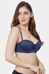 PrettyCat Padded Wired Demi Coverage T-Shirt Bra - Blue — thumbnail 4