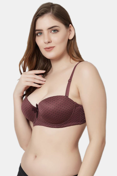 PrettyCat Padded Wired Demi Coverage T-Shirt Bra - Brown — image 3