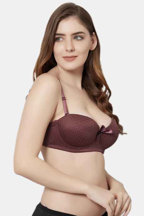 PrettyCat Padded Wired Demi Coverage T-Shirt Bra - Brown — image 4