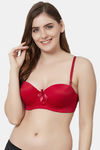 PrettyCat Padded Wired Demi Coverage T-Shirt Bra - Red — thumbnail 1